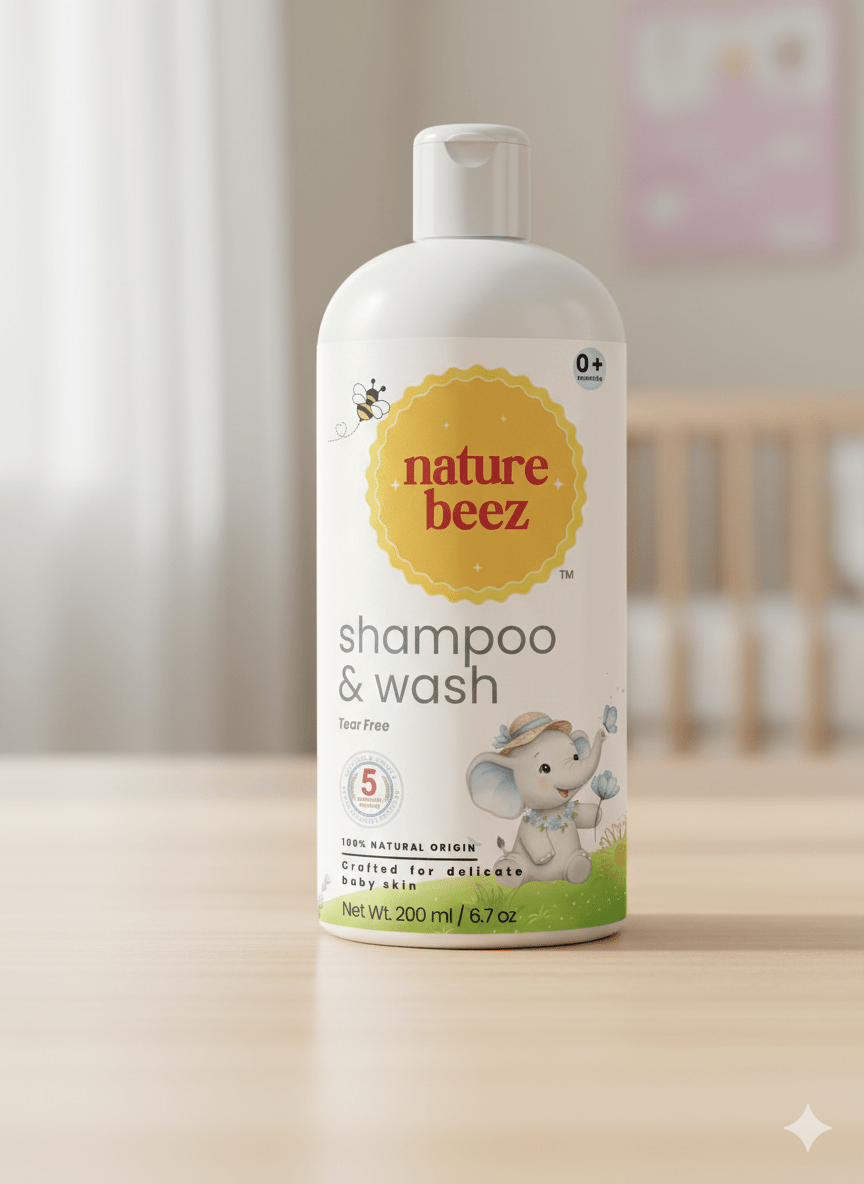 Nature Beez Baby Shampoo & Wash (Head - to - Toe, Tear - Free) - Nature Beez